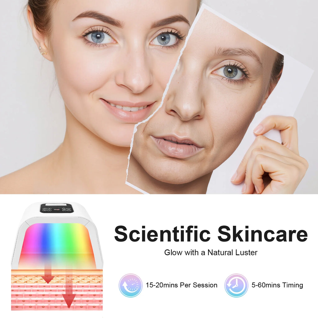7-Farben PDT Photonen-Lichttherapie Led-Gesichtsmaske, 287 Leds Hautpflege-Lichtgerät Zur Gesichtsverjüngung Für Salon Und Spa