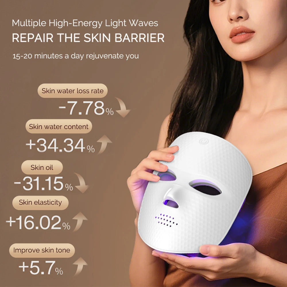 7-Farben LED Gesichtsmaske Lichttherapie Rotlicht-Gesichtsmaske Zur Anti-Aging Verjüngung Hautaufhellung Schönheitsgerät