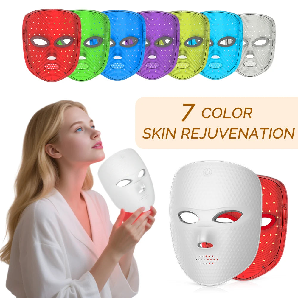 7-Farben LED Gesichtsmaske Lichttherapie Rotlicht-Gesichtsmaske Zur Anti-Aging Verjüngung Hautaufhellung Schönheitsgerät